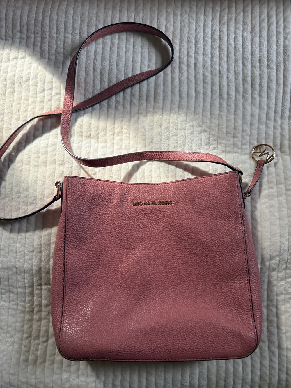 Michael Kors Dusty Rose Pebbled Leather Crossbody Bag